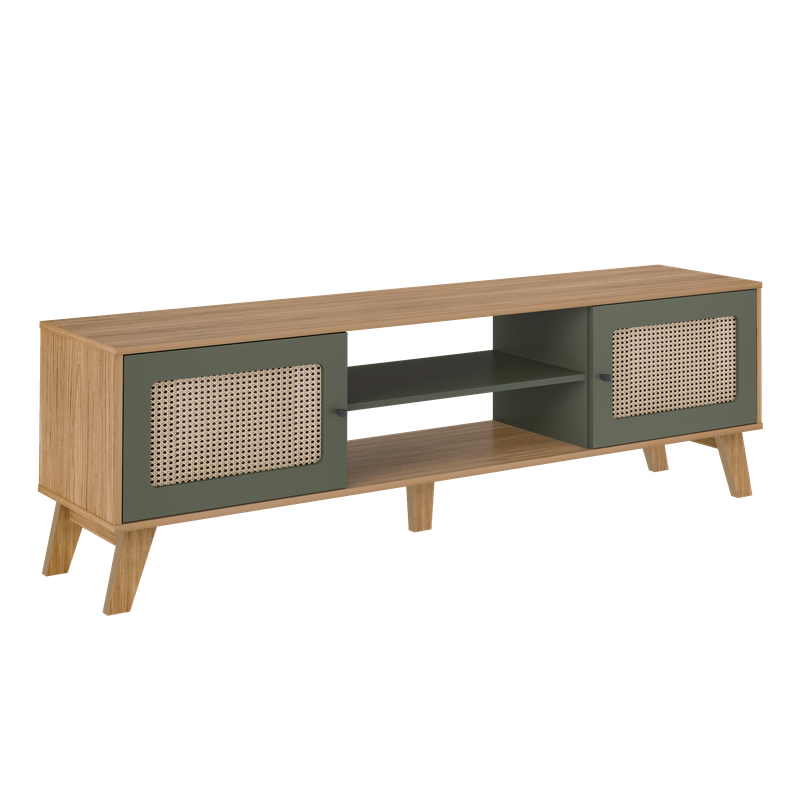Conjunto Sala Charlotte Rack 4534 e Buffet 4535 Artely Carvalho/Menta