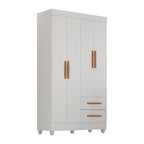 Quarto Bebê Infantil com Guarda-Roupa 4 Portas e 2 Gavetas com Cômoda 4 Gavetas e 1 Porta Aconchego Móveis Leão Branco