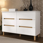 Cômoda para Quarto 6 Gavetas MDF Logan Yescasa Branco/Olmo