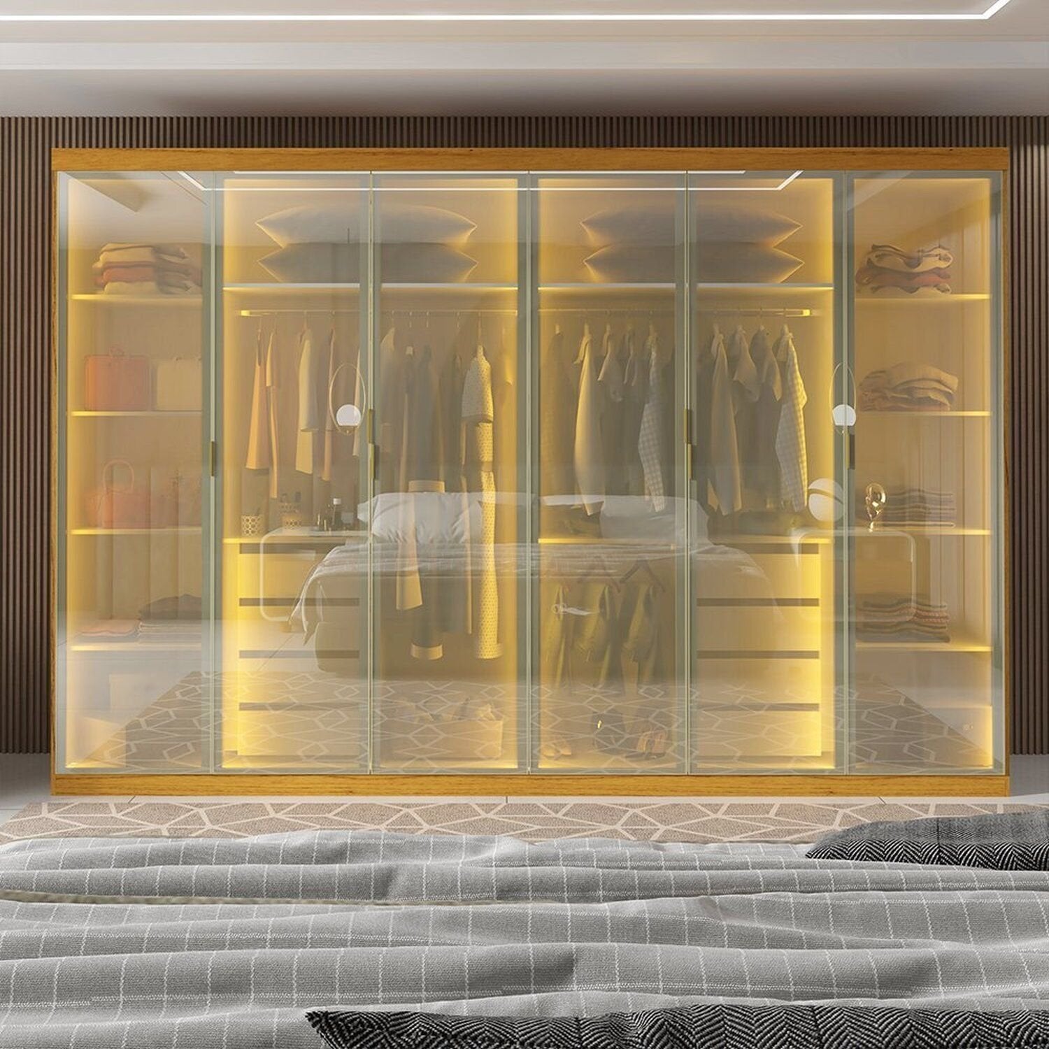 Guarda-Roupa Casal 6 Portas 8 Gavetas Reflecta Cumaru Yescasa 100% MDF Marrom/Marrom