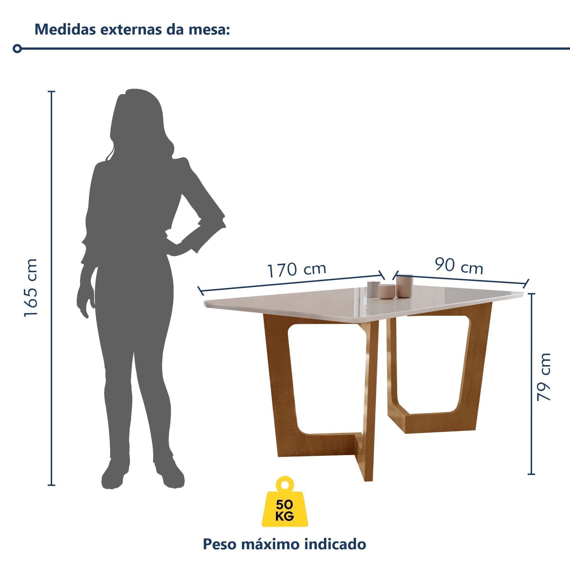 Conjunto Sala de Jantar Mesa Redonda Tampo Vidro e MDF com 6 Cadeiras Luísa Smart Plus Cel Móveis