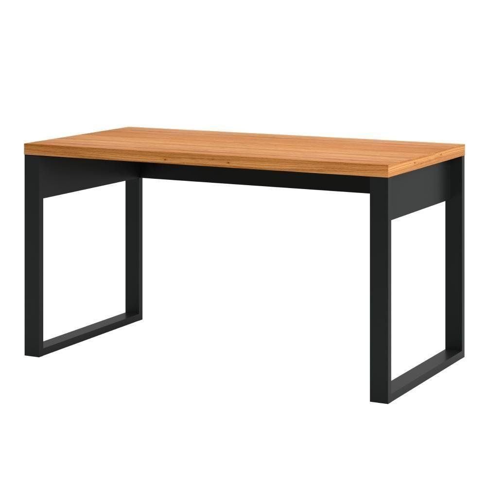Mesa Escrivaninha com Gaveteiro 3 Gavetas 135cm 100% MDF Pradel E Preto Fosco com Freijó