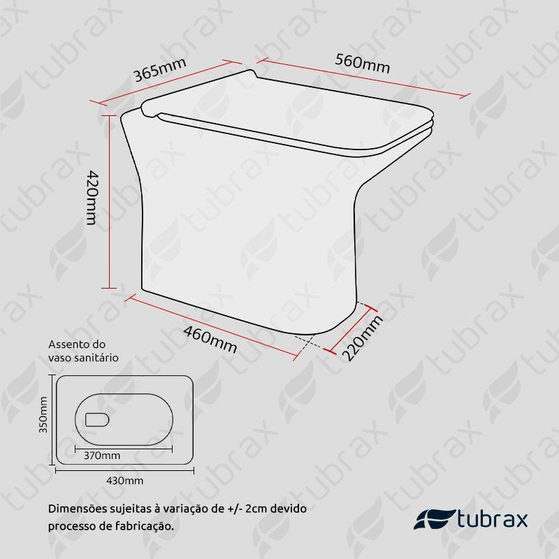 Vaso Sanitário Convencional Quadrado Cerâmica Virentis Tubrax Branco VAB0030-C