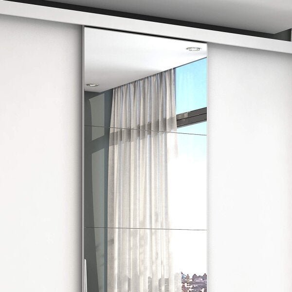 Guarda-Roupa Casal 4 Espelhos 3 Portas de Correr 4 Gavetas Max Plus Espresso Móveis Branco