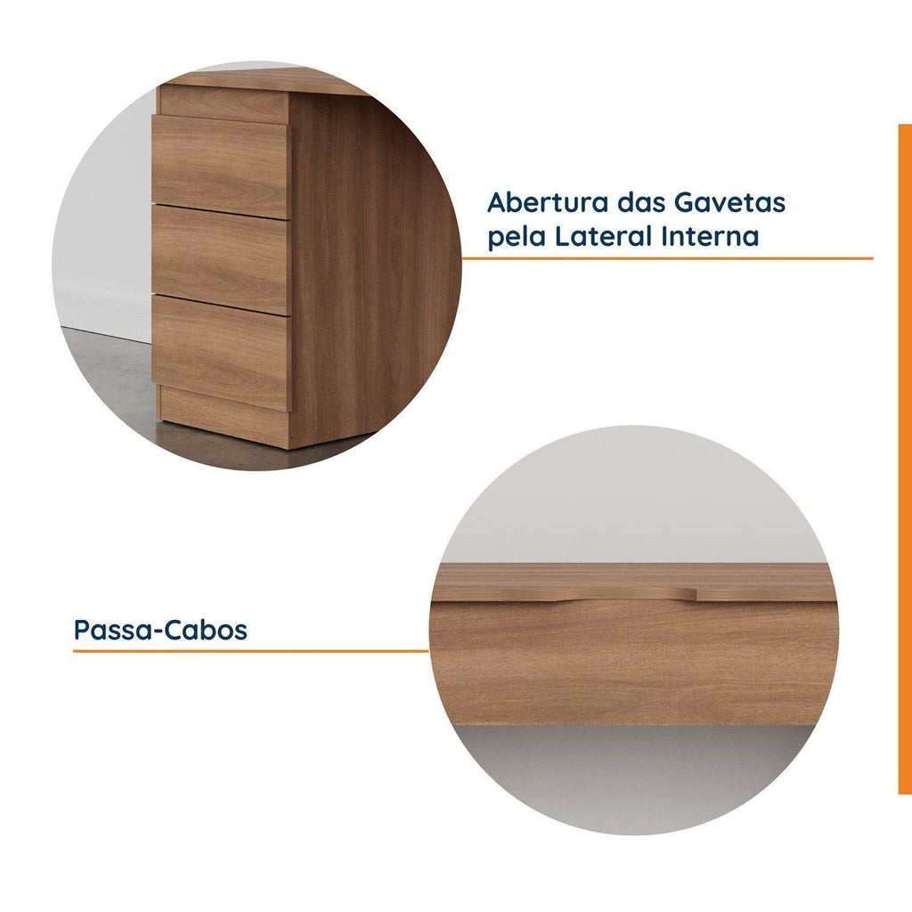 Escrivaninha Mesa Escritório Hera 3 Gavetas 163cm CabeCasa MadeiraOriginals