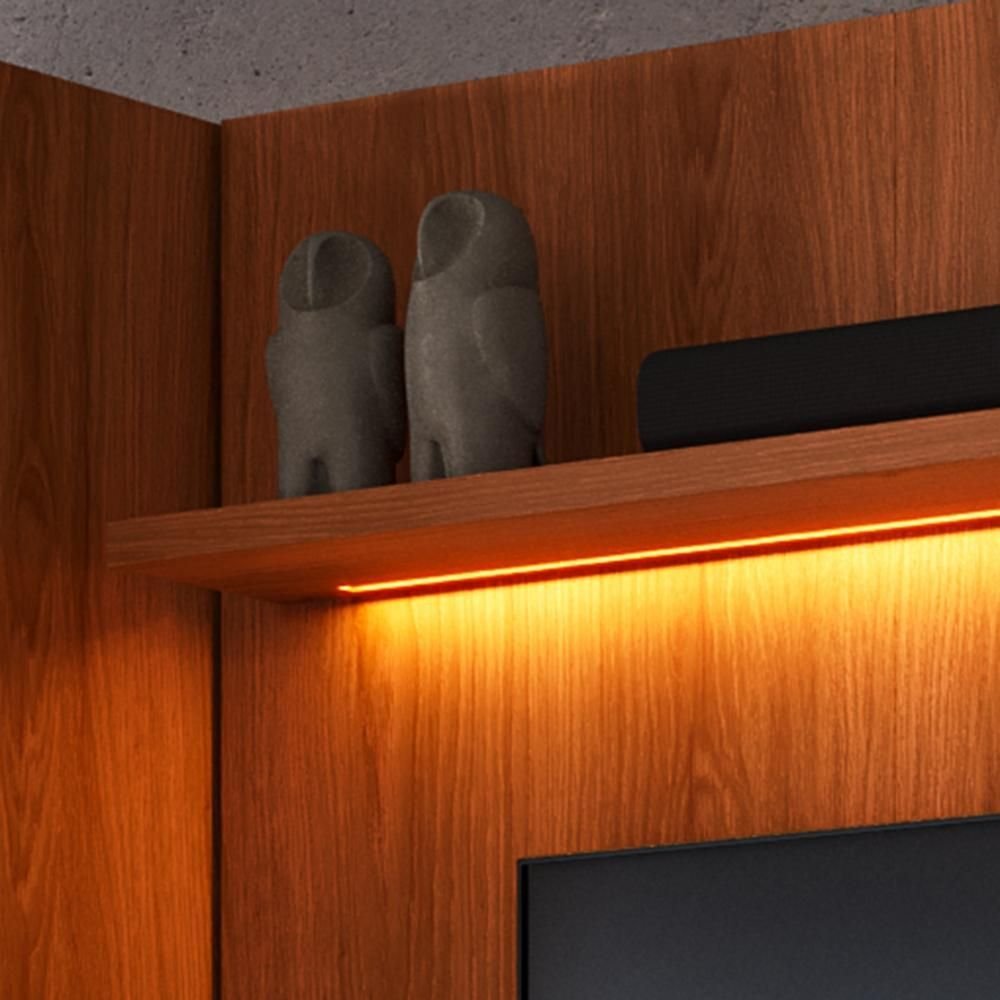 Estante Home Noble 270cm para TV até 75 Polegadas com 2 Cristaleiras Portas Reflecta e LED Movelove