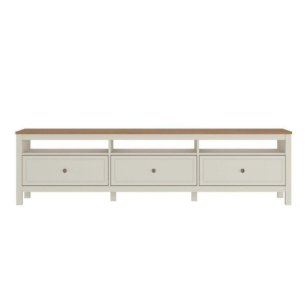 Conjunto Sala de Estar Ananda Rack Estante e Cristaleira Madeira Maciça Off White/Mel CabeCasa MadeiraMadeira