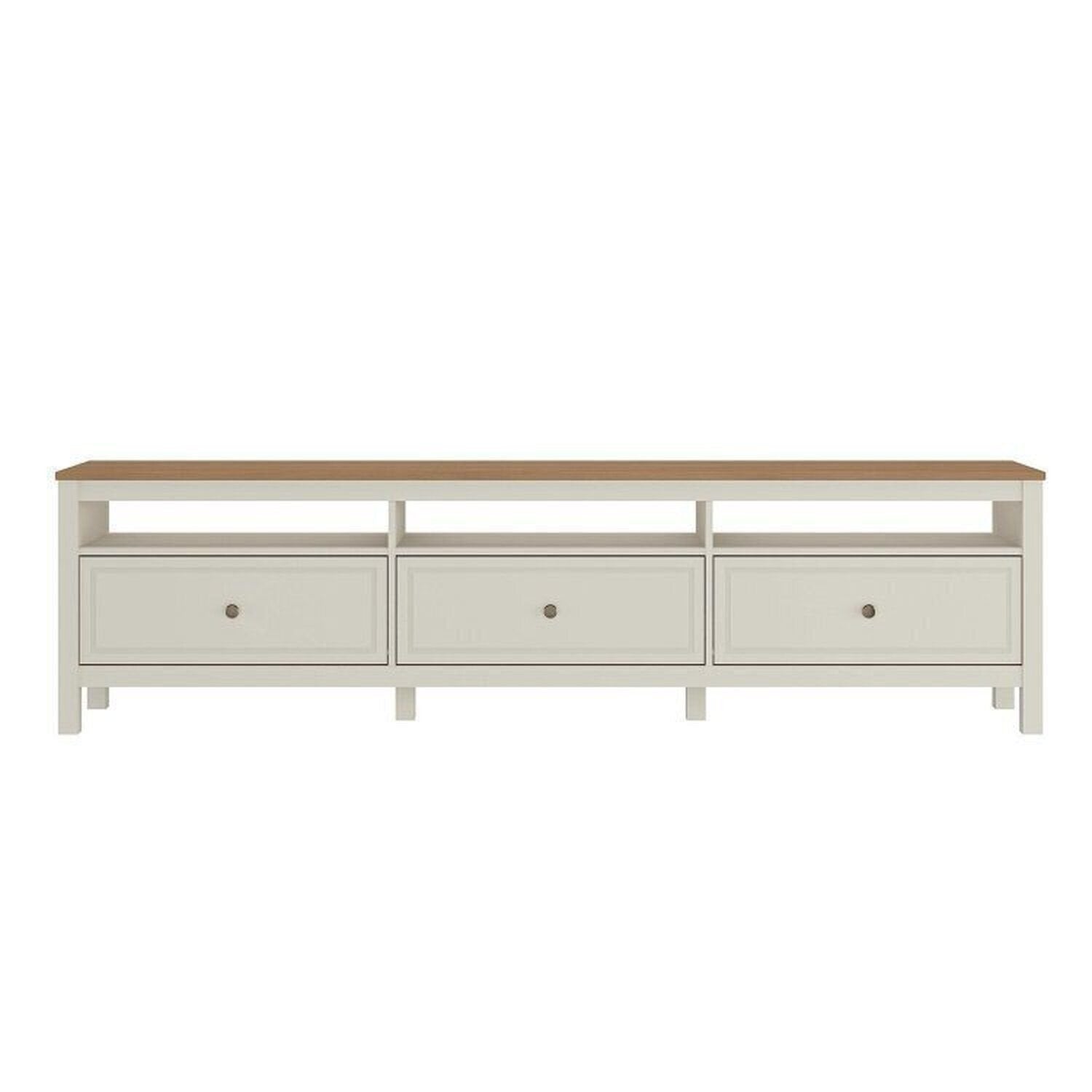 Conjunto Sala de Estar Ananda Rack Estante e Cristaleira Madeira Maciça Off White/Mel CabeCasa MadeiraMadeira