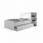 Bicama Solteiro com Baú 2 Gavetas e Cama Auxiliar Íris J&A Móveis Branco