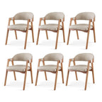 Conjunto Mesa de Jantar Orgânica 200cm com Cadeiras Estofadas Gaia Yescasa Bege/Freijó