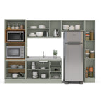 Cozinha Completa Modulada com Rodapé 5 Peças Rubi Yescasa Verde Oliva
