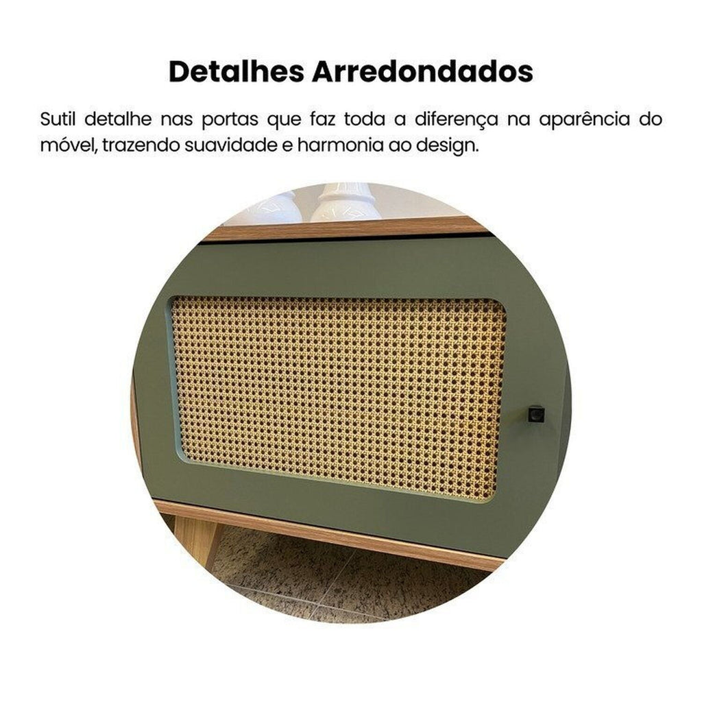 Conjunto Sala de Estar Completa 4 Peças Rack para TV Até 75 Polegadas Mesa Centro Lateral Aparador Carvalho Menta Espresso Móveis