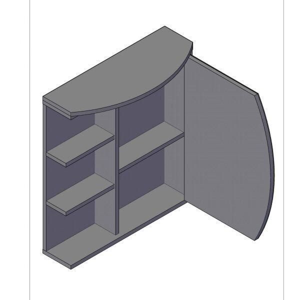 Espelheira para Banheiro Móveis Bosi Duna 1 Porta 3 Prateleiras LED Nogal/Branco