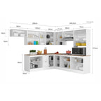 Cozinha Completa Modulada Americana 10 Peças Unna com Paneleiro Torre Quente, Nichos e Balcão com Tampo Yescasa Branco