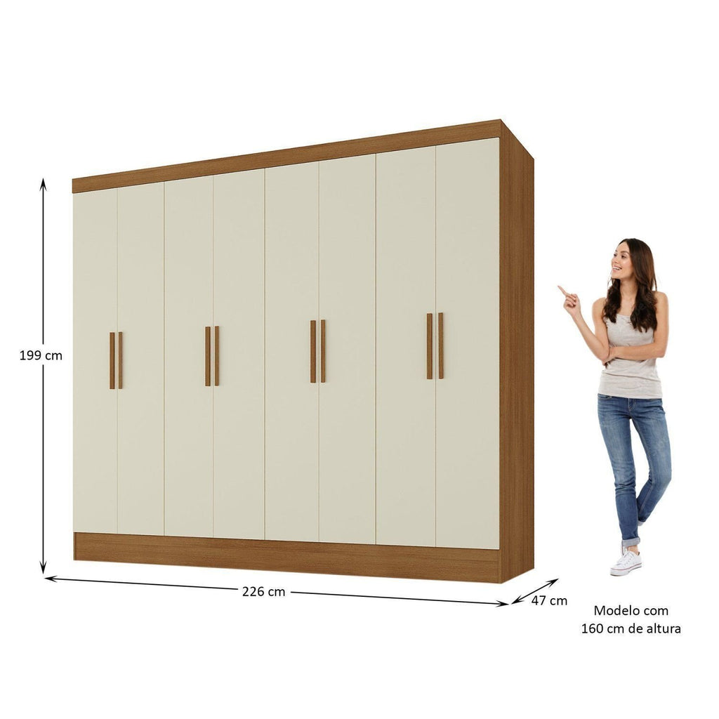 Guarda-Roupa Casal 8 Portas 4 Gavetas Jatobá Yescasa 100% MDF Cinamomo/Off White