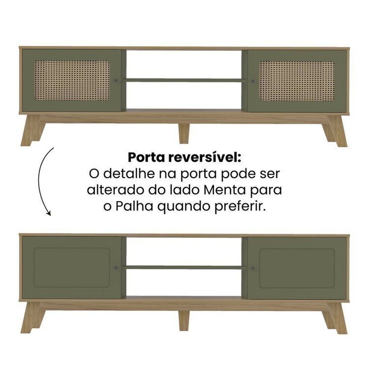 Conjunto Sala de Estar Completa 4 Peças Rack para TV Até 75 Polegadas Mesa Centro Lateral Aparador Carvalho Menta Espresso Móveis