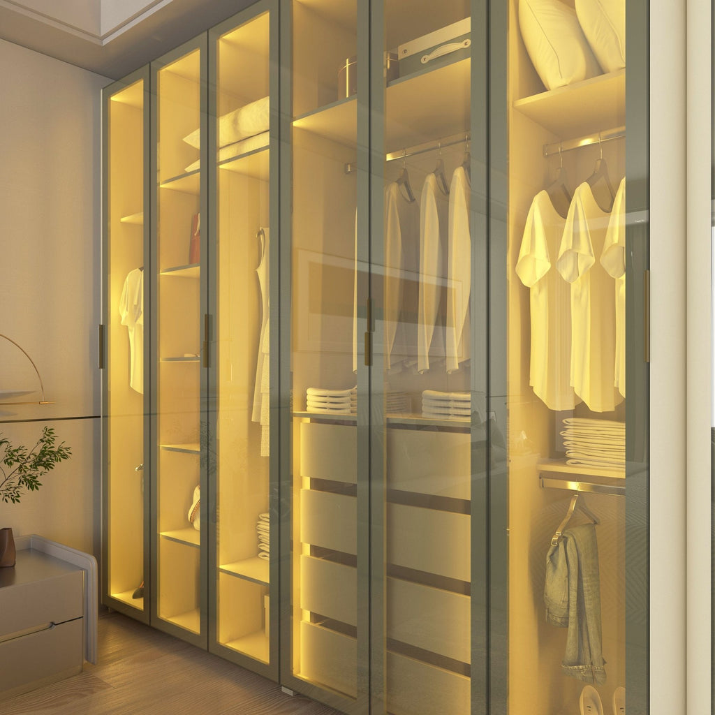 Guarda-Roupa Modulado Reflecta Innova 8 Portas 341,4cm x 240cm Mod 012 100% MDF Bege/Off White