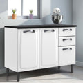 Balcão Cozinha em Aço 3 Portas 2 Gavetas 120cm com Tampo New Premium Itatiaia Branco/Nero Marquina