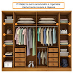 Guarda-Roupa Casal 6 Portas 8 Gavetas 270cm Portugal Yescasa Marrom/Cinamomo/Off White