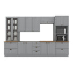Cozinha Completa Modulada 6 Peças com Cristaleira Emily Espresso Móveis Cinza/Nature