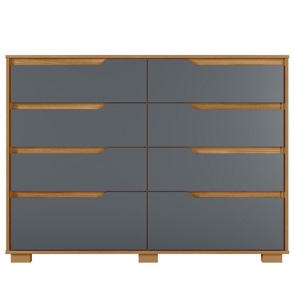 Cômoda para Quarto 8 Gavetas 147cm Georgia Moval Marrom/Freijó/Cinza