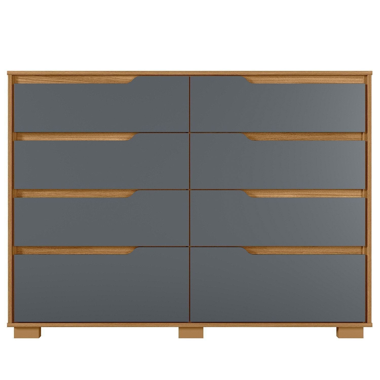 Cômoda para Quarto 8 Gavetas 147cm Georgia Moval Marrom/Freijó/Cinza