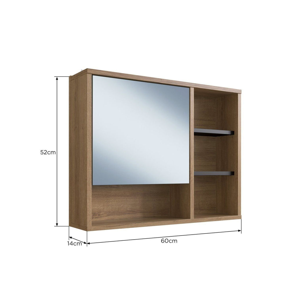 Espelheira para Banheiro Emovell Versato LVA06 1 Porta 60cm Bege/Mel/Preto