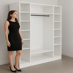 Armário Closet Modular 12 Prateleiras em Colméia e Arara Cabideiro Ana Branco
