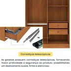Quarto Infantil Completo com Guarda-Roupa Cômoda e Cama 100% MDF Harmonia Yescasa Bege/Cinamomo/Off