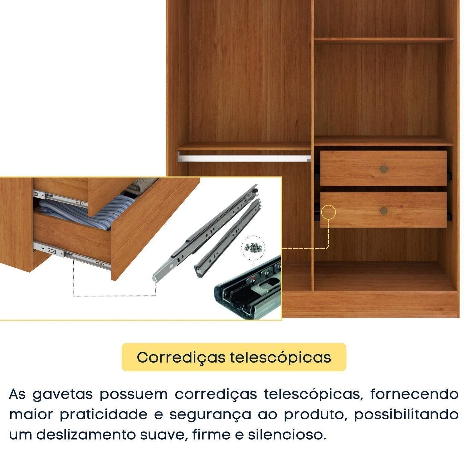 Quarto Infantil Completo com Guarda-Roupa Cômoda e Cama 100% MDF Harmonia Yescasa Bege/Cinamomo/Off