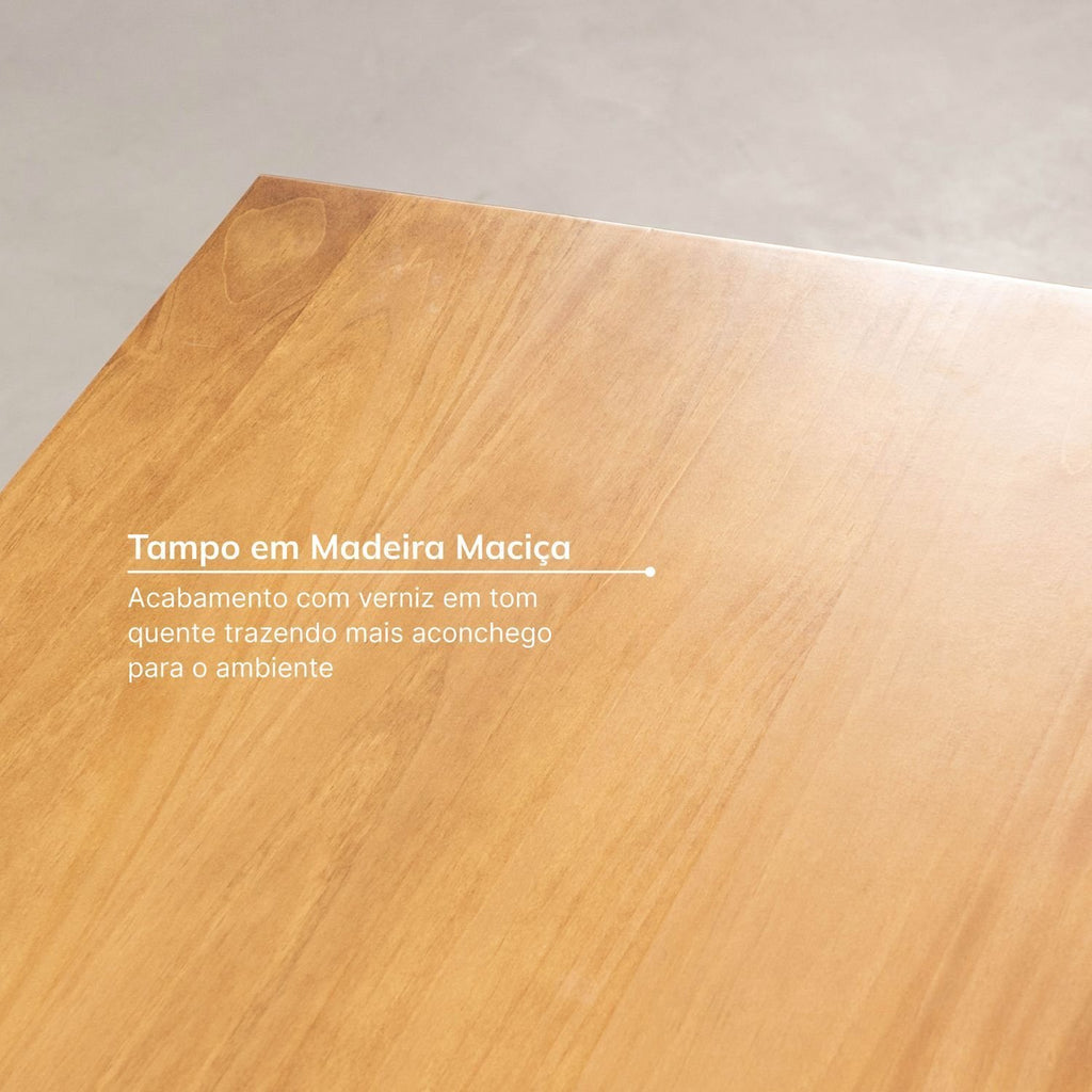 Escrivaninha Mesa Escritório Pinus Ananda 3 Gavetas 150cm CabeCasa MadeiraOriginals Off-White e Mel Marrom