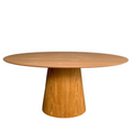 Mesa de Jantar Cone Oval 160x90cm Tampo Madeira Base Madeira Marrom