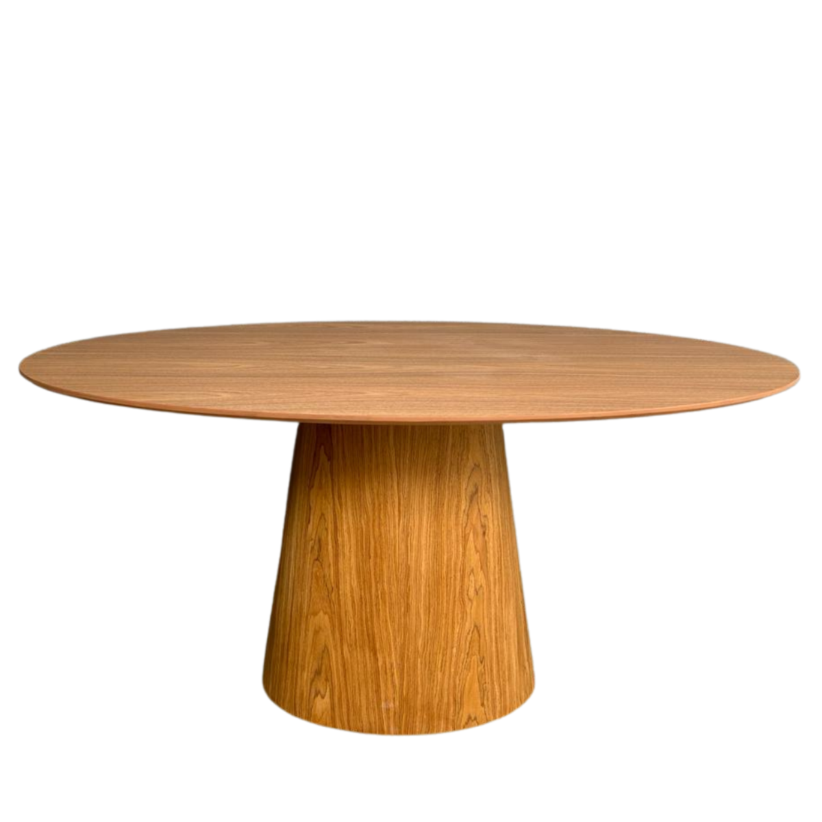 Mesa de Jantar Cone Oval 160x90cm Tampo Madeira Base Madeira Marrom