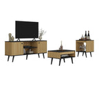 Kit 3 Peças com Rack para TV até 55 Polegadas, Mesa de Centro e Mesa de Apoio Tóquio Ozini