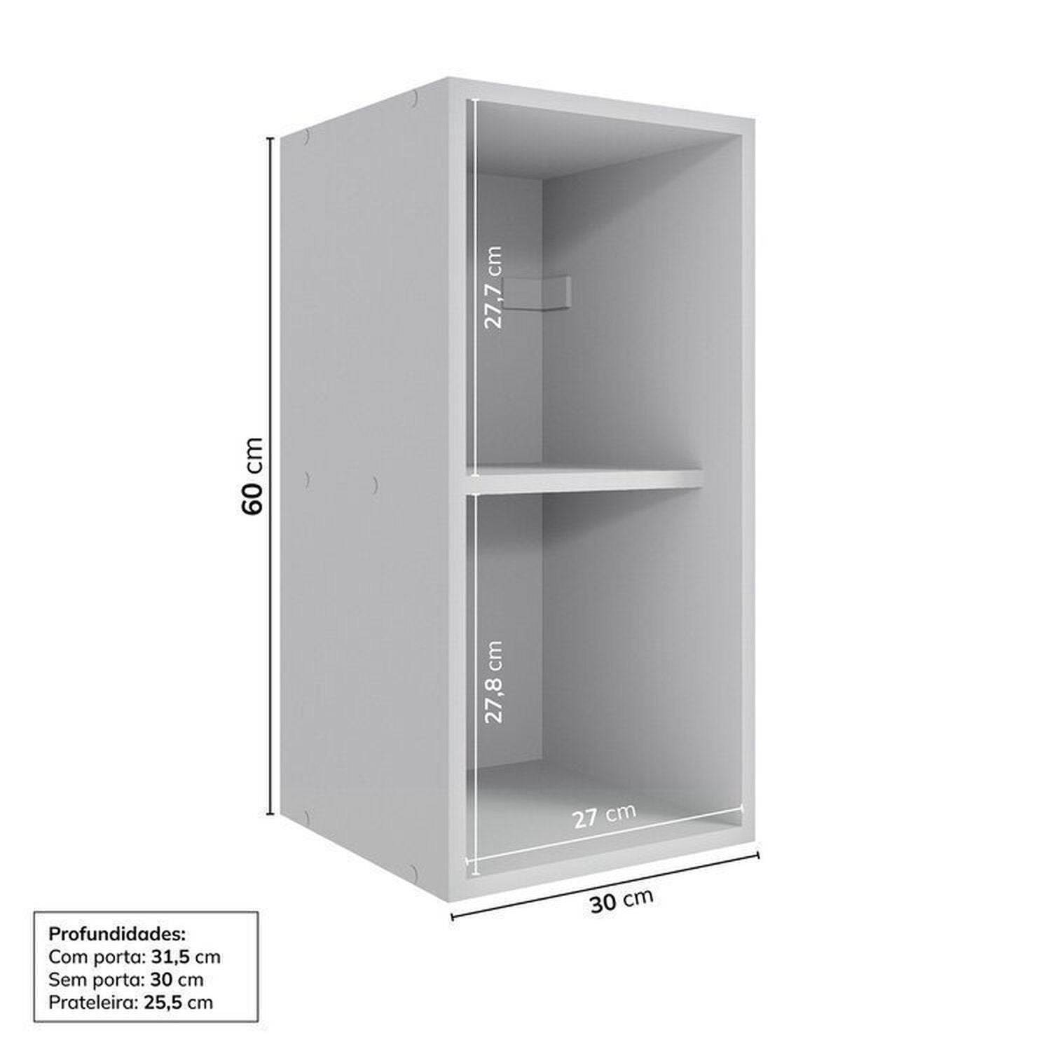 Cozinha Modulada Nara CabeCasa MadeiraOriginals 15 Peças 11 Aéreos 3 Balcões 1 Cristaleira Cinza