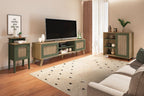 Conjunto Sala de Estar Charlotte Rack Buffet e Mesa de Apoio Artely Móveis Carvalho/Menta