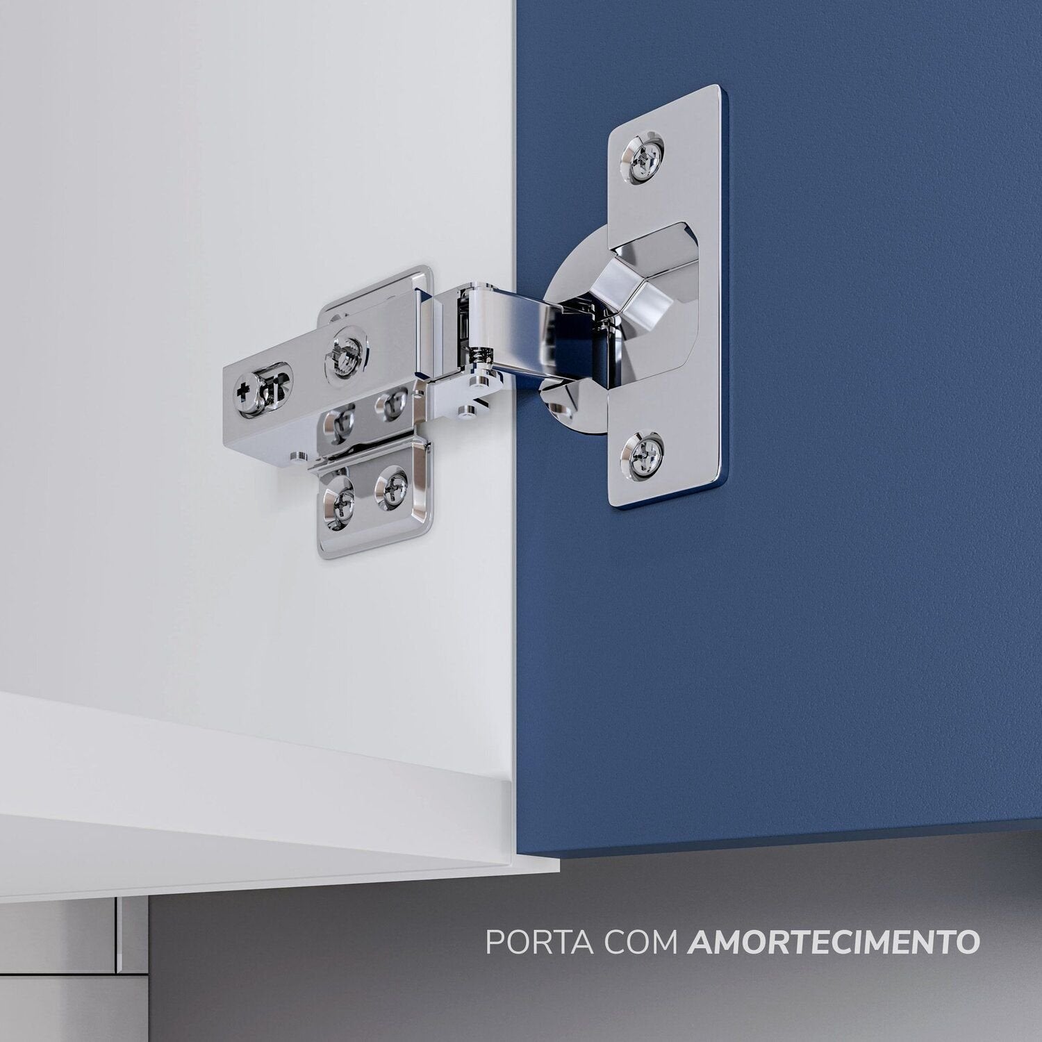 Armário Aéreo 2 Portas 80cm Pérola Yescasa Azul/Branco