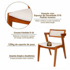 Conjunto Sala de Jantar Mesa Viena Tampo Vidro/MDF com 4 Cadeiras Ímola Authentic Espresso Móveis Champagnhe/Off White