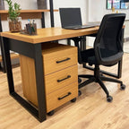Mesa Escrivaninha com Gaveteiro 3 Gavetas 135cm 100% MDF Pradel E Preto Fosco com Freijó