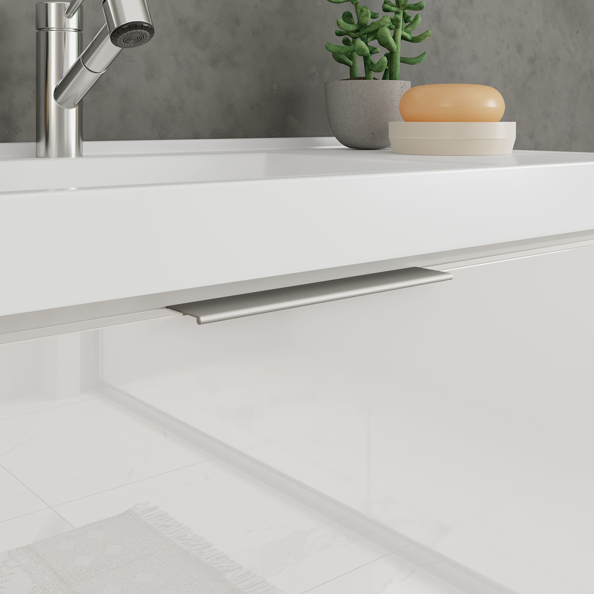 Conjunto para Banheiro Gabinete com Cuba e Espelheira Pietra Móveis Bosi 80cm Branco/Brilho