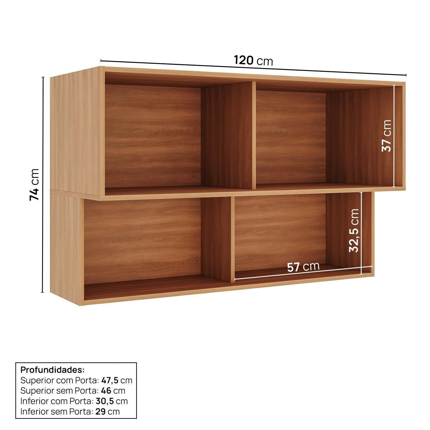 Armário Aéreo 2 Portas Basculantes 120cm Aroeira CabeCasa MadeiraOriginals Cinza/Sereno/Cedro