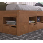 Cama Queen Multifuncional Madeira Maciça 6 Gavetas Charme Inter Link Marrom/Amendoa