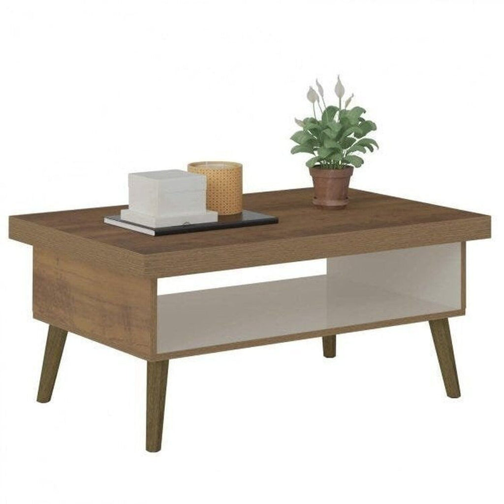Conjunto 3 Peças Sala de Estar Mesa de Centro Lucca Buffet Oásis Rack Lumina Pinho/Off White Artely