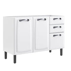 Balcão Cozinha em Aço 3 Portas 2 Gavetas 120cm sem Tampo New Premium Itatiaia Branco