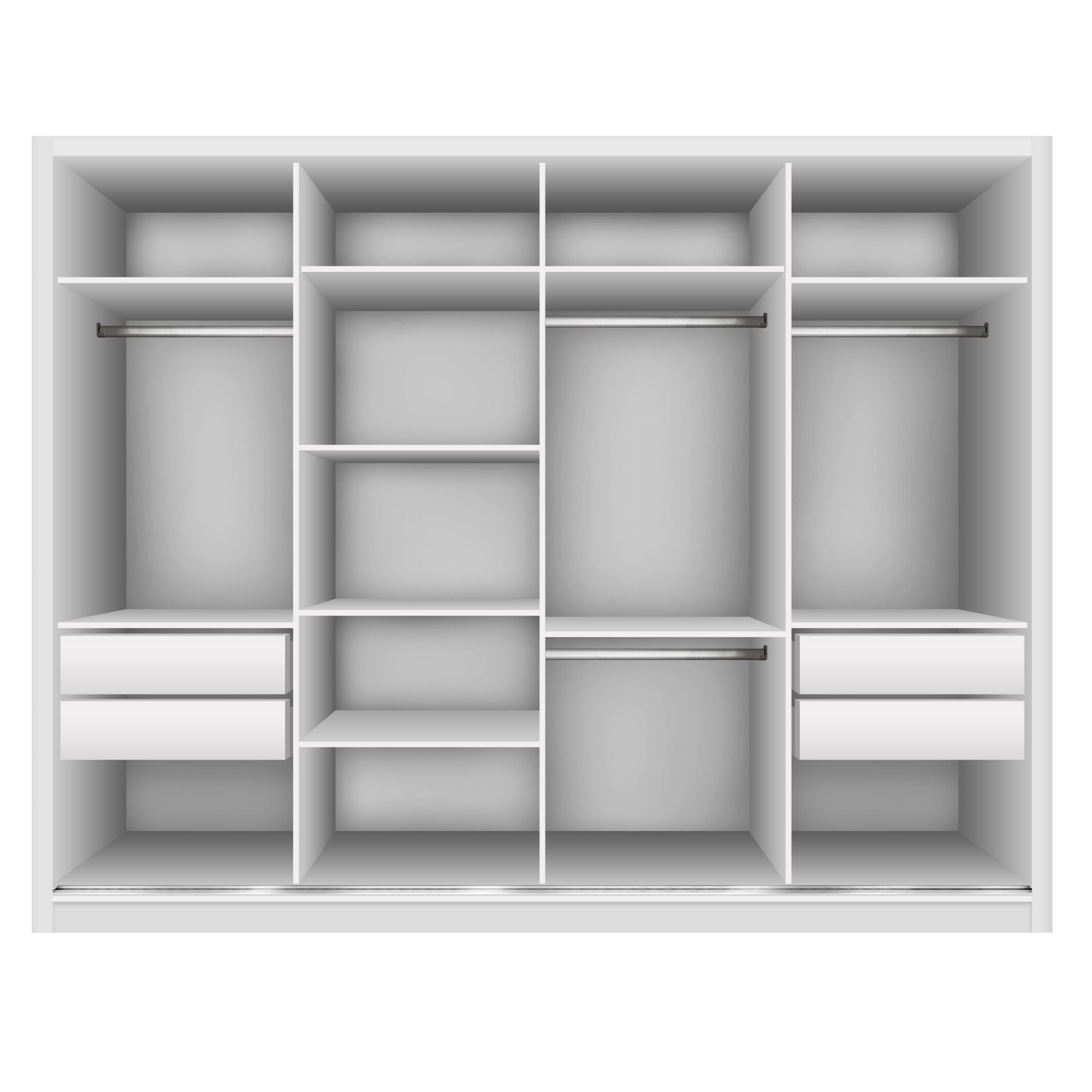 Guarda-Roupa Casal 4 Portas de Correr 4 Gavetas Zara Yescasa MDP Branco