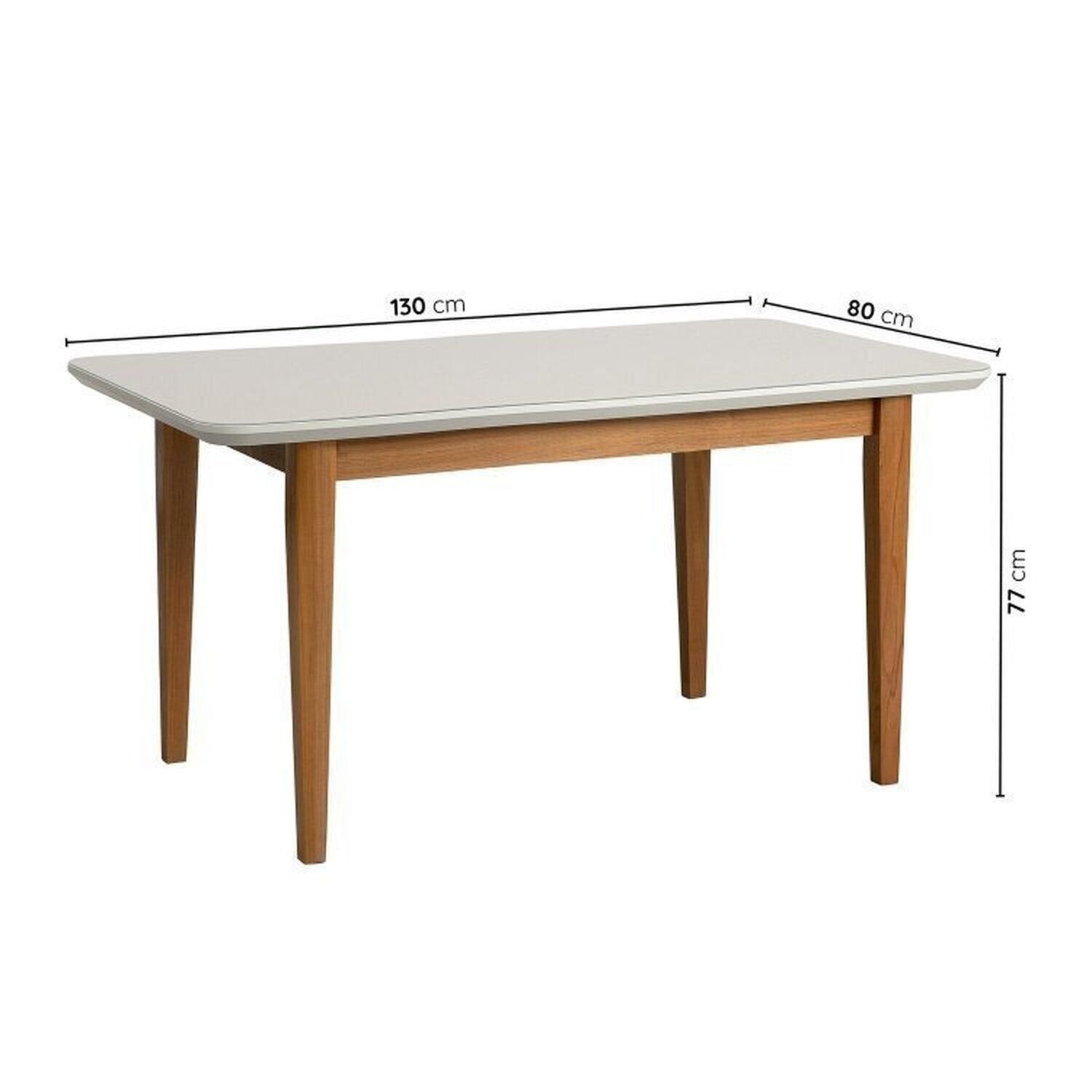Conjunto Sala de Jantar Tangará Tiê Mesa com 4 Cadeiras Madeira Maciça Tampo MDF e Vidro CabeCasa MadeiraOriginals Bege/Cara