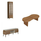 Conjunto Sala de Estar Rack e Cristaleira e Mesa de Centro Murano Marrom Espresso Móveis