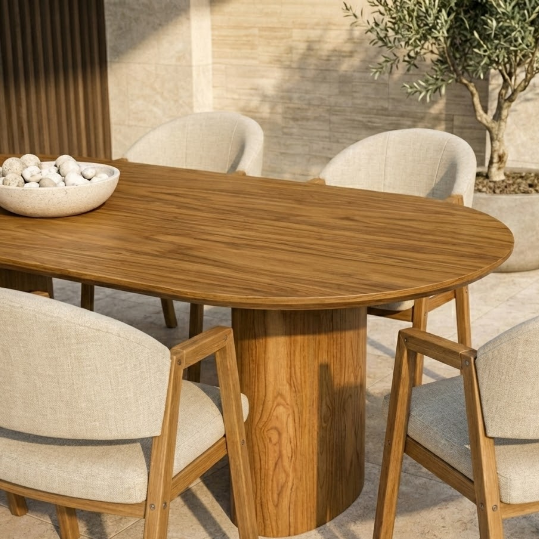 Conjunto Mesa de Jantar Savana e 8 Cadeiras Arezzo Madeira Laminado Natural Área Gourmet