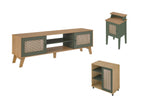 Conjunto Sala de Estar Charlotte Rack Buffet e Mesa de Apoio Artely Móveis Carvalho/Menta