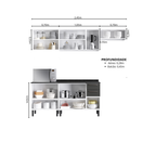 Cozinha Modulada em Aço Florença Itatiaia 5 Peças 11 Portas 2 de Vidro 2 Gavetas Cinza/Branco/Grafite